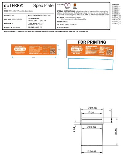 Label - doTERRA Sun Lip Mineral Sunscreen PRIMARY LABEL